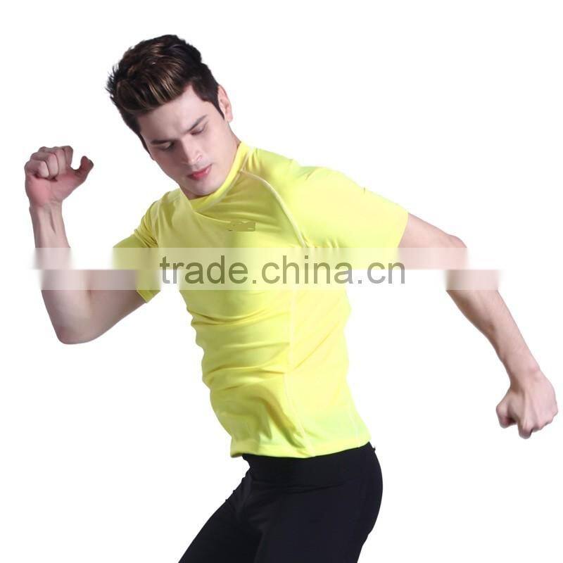 custom round collar short sleeve fluo yellow cycling tshirt