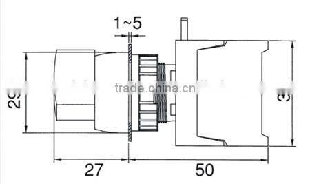 22mm IP65 Waterproof 2 Position Spring Return Long Lever Selector Switch (GLRS222)