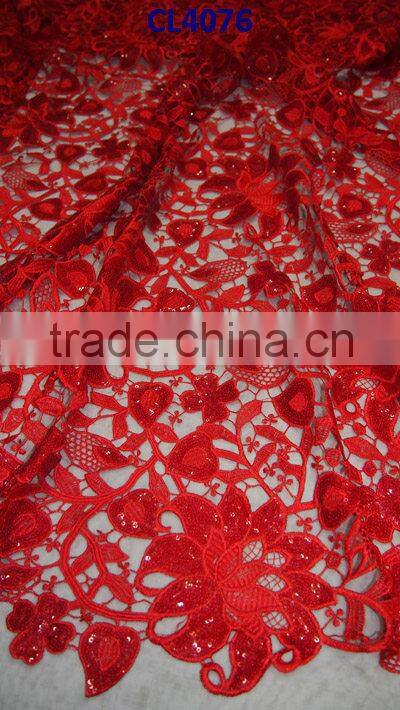 CL4076 peach 2014 New fashion sequins lace with factory price,solf and unique pattern 5 yards