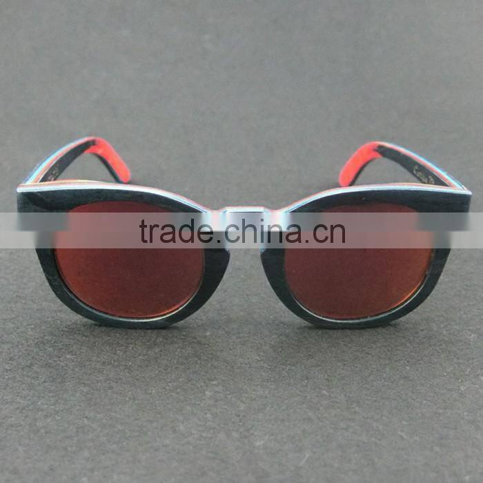 Recycled skateboard wood sunglasses 2016 cat eye shape wood sunglasses