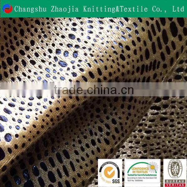 China manufacturer gold foil fake polyester snake pattern fabric panne velvet ZJ013