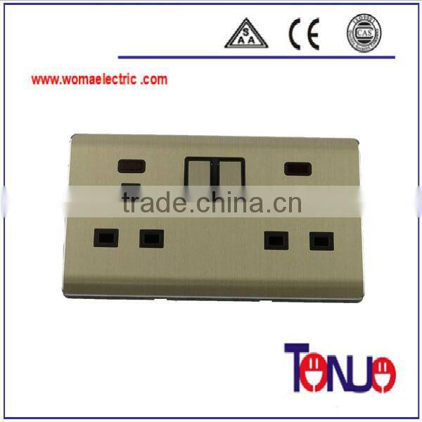 Double gang 13A switch socket with indicator
