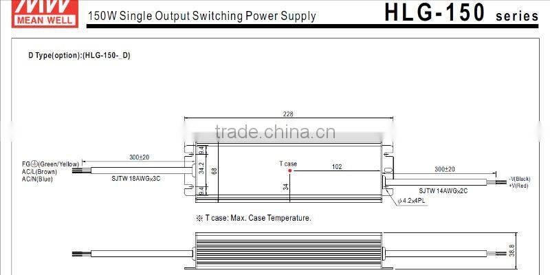MW 150W HLG-150 Single Output Switching Power Supply