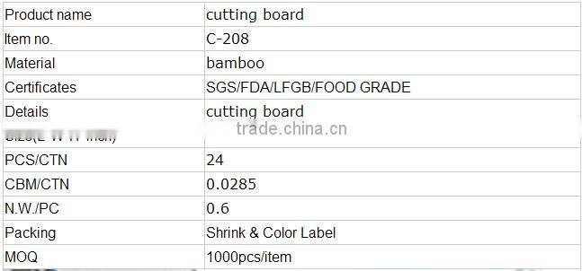 2014 Hot selling and high quaility 2 toned bamboo chopping board for wholesale with LFGB,FDA