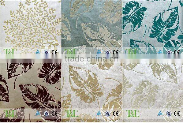 Black flocks natural material wallpaper