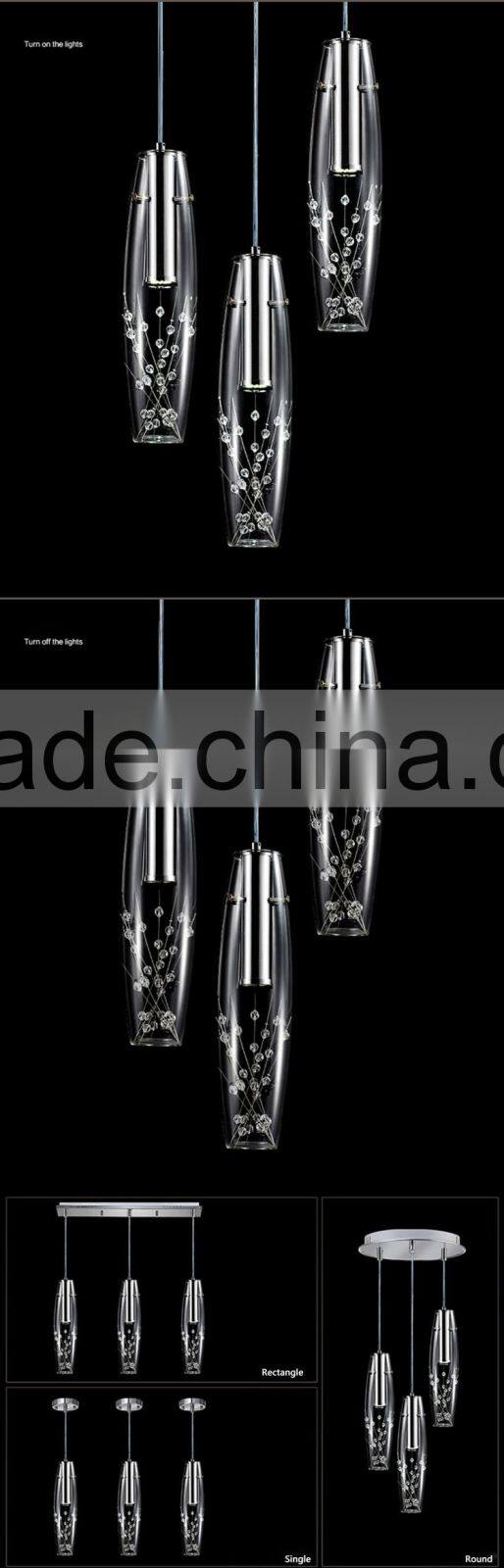 Hot Selling 1/3/4/6/9/12 Heads Glass Pendant Lamp 220V Pendant Hanging LED Lights