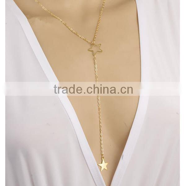 star gold long necklace jewelry, long tassel necklace