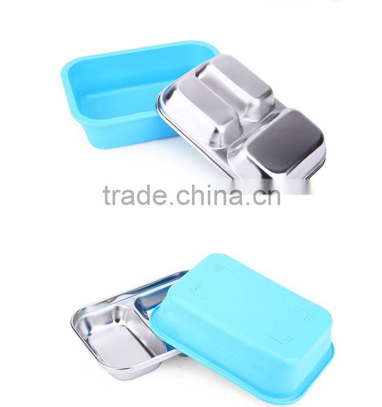 Korean new stytle three lattice lunch boxes