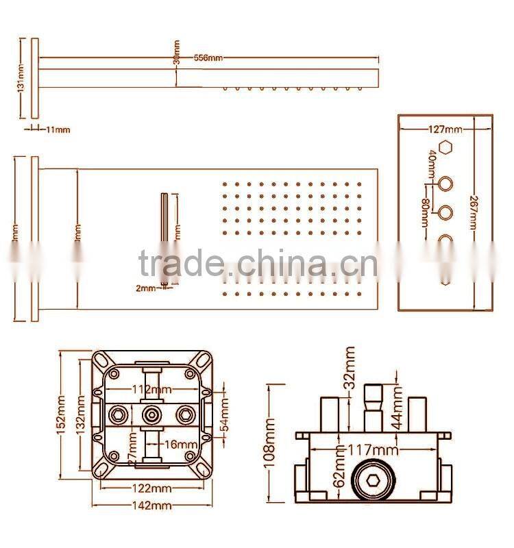 Luxury modern embedded ceiling bathroom accessories LED rain shower set thermostatic mixer bathroom showers LED water faucet