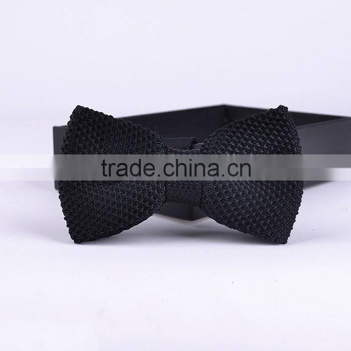 Hot Selling New British Fashion Acrylic Knitted Custom black solid Bow Ties
