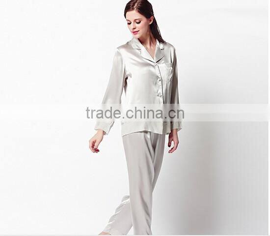 Classica Silk Satin Sleep Shirts Pure Silk Chameuse Fabric Pajamas