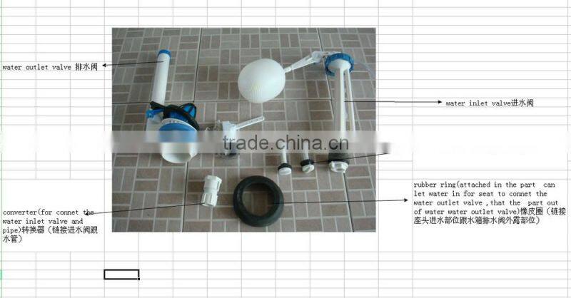 Water saving two piece toilet made in China flush valve water tank fitting