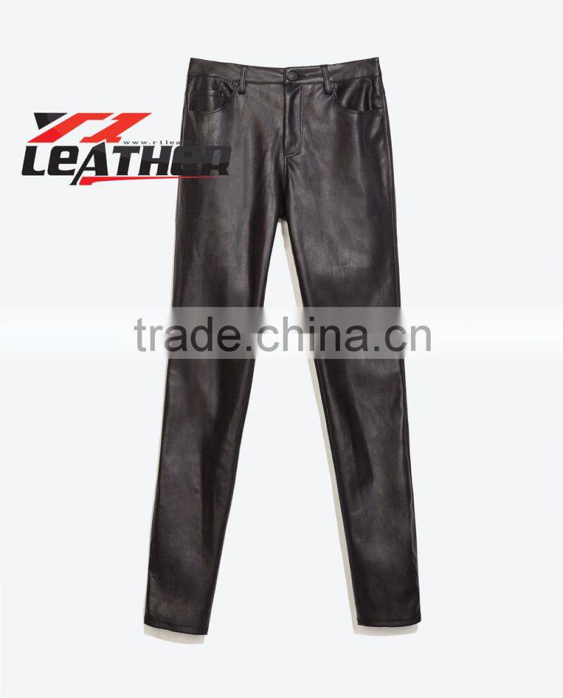 Autumn Winter Thicken Fashion Pencil Pant Ladies Leather Casual Pants Women 5363