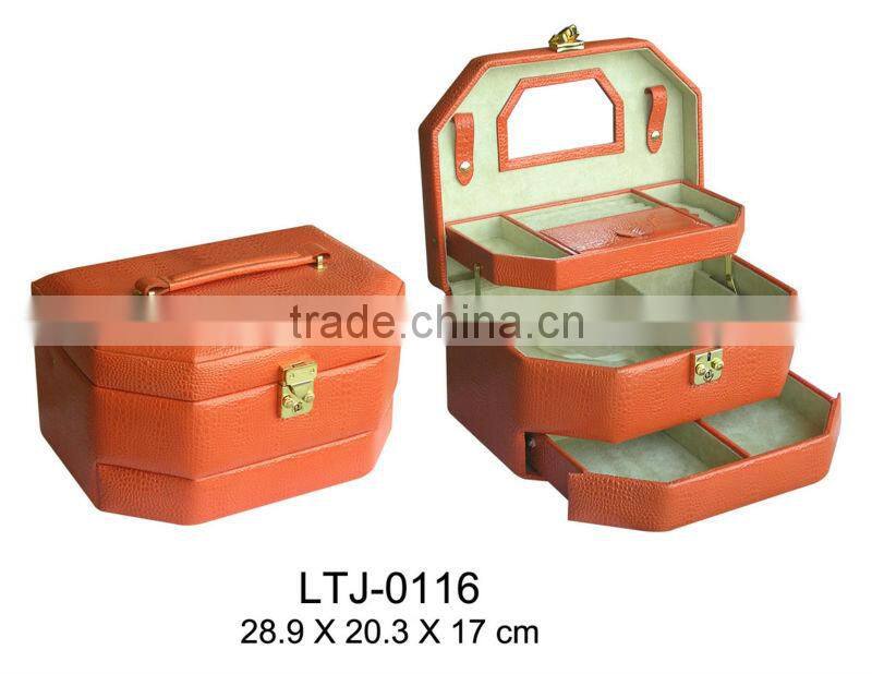 Leather mirror box wholesale mirrored jewelry box