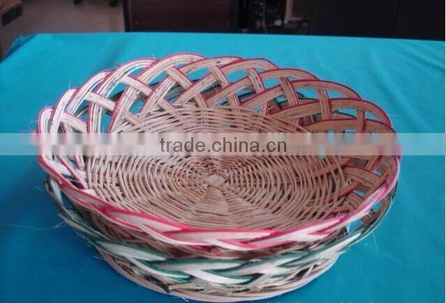 Round hollow bamboo household draining basket