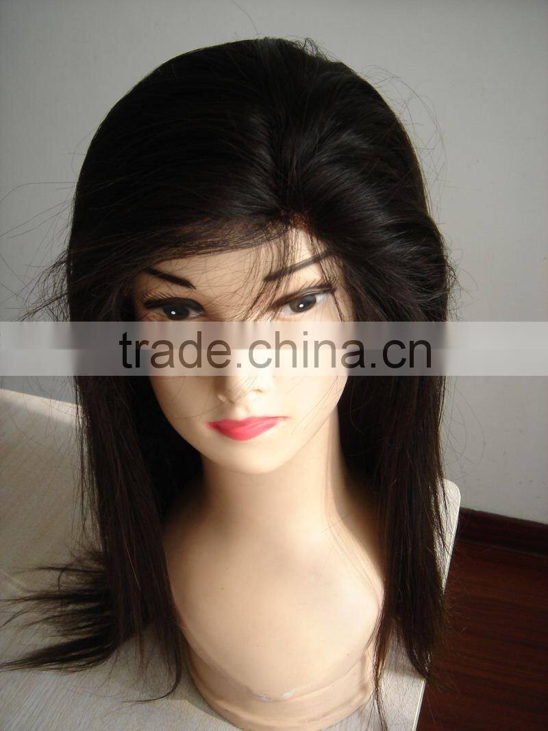 Unprocessed Human Hair Lace Front Wig With Bangs Made In China