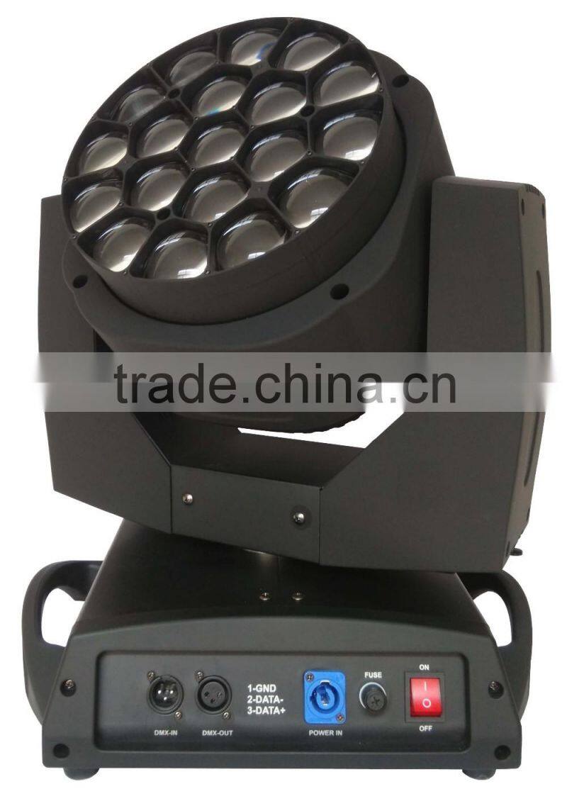 19x15W Bee Eye RGBW 4in1 LED Rotating Beam Zoom DMX Moving Head stage show light