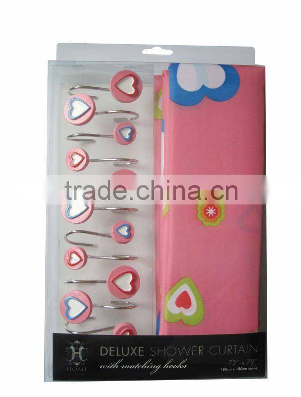 heart design , bathroom shower curtain