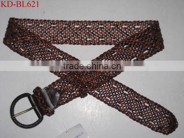 Brown braided leather unique mens belts