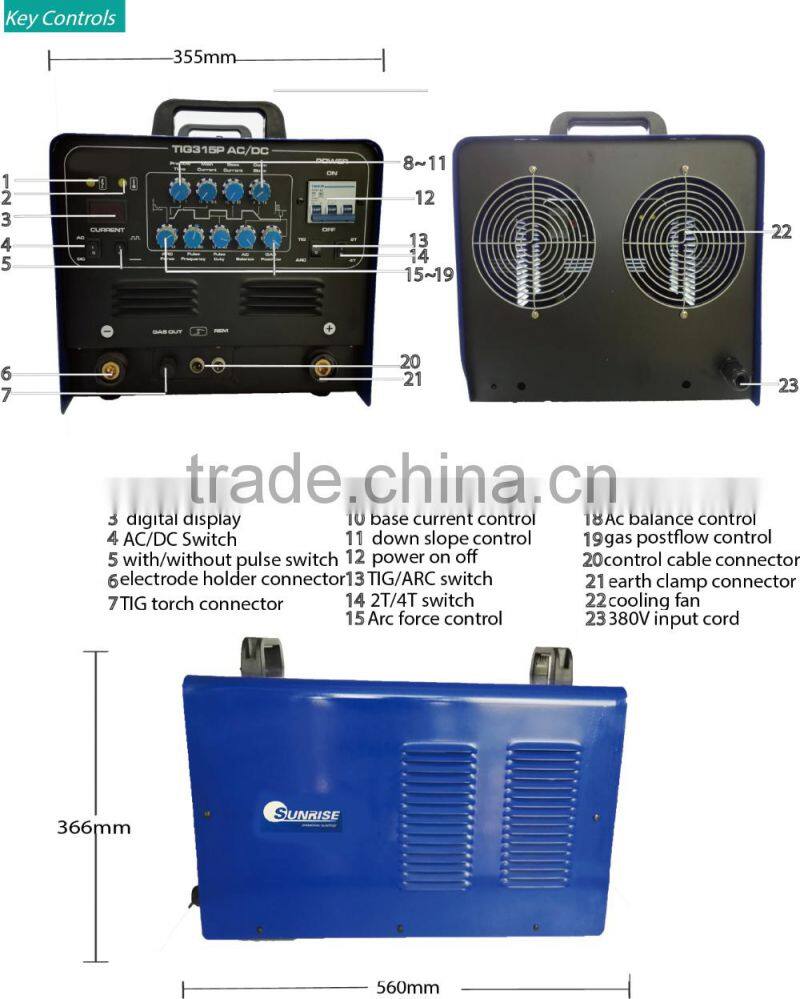 ac dc mosfet inverter tig mma pulse welding machine TIG-250P AC/DC factory direct price hot sale
