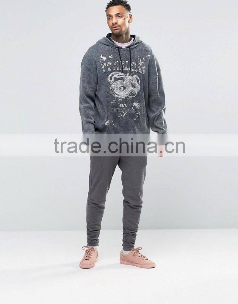 Daijun good quality men grey 100% cotton hood string with hood no zipper water mark logo custom hoodie