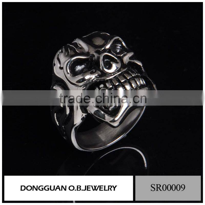 New Arrival Stainless Steel Skull Biker Ring/Motorcycle Piston Ring Design For Men