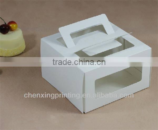 cheap 300g brown or white kraft paper cake box with handle ,