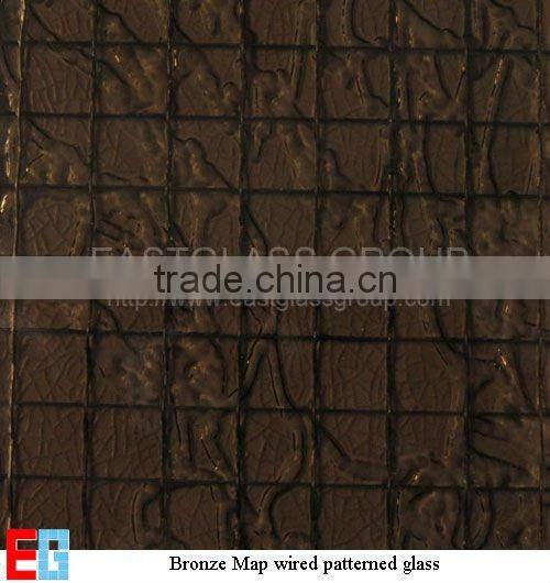 Nashiji wired patterned glass