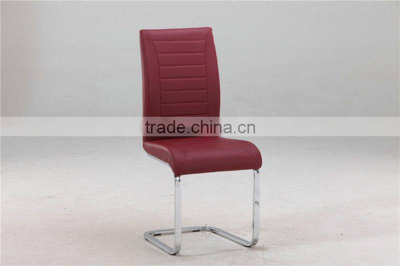 Hot sale C602 red PU seat and backrest with unique stitching dining chair