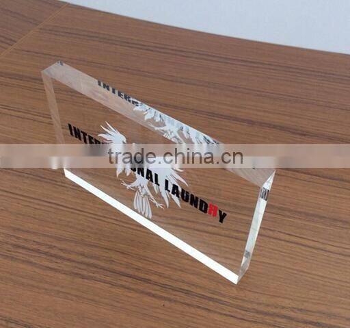 solid clear acrylic cube block