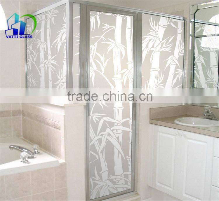 10mm thick decorative glass partitions etching frosted glass desk partition acid etched glass office partitions
