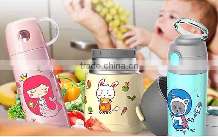 2016 new designed kid bottle stainless steel water bottle with straw and suction nozzle