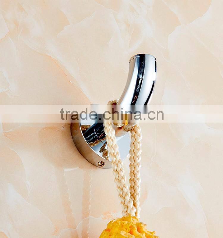 bathroom accessory with brass single robe hook for shower rail.