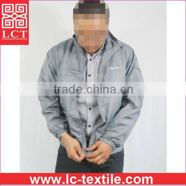 wholesale 2015 JAPAN pupular grey color windproof nylon school running uniform jacket with custom silk screen print(LCTU0065)