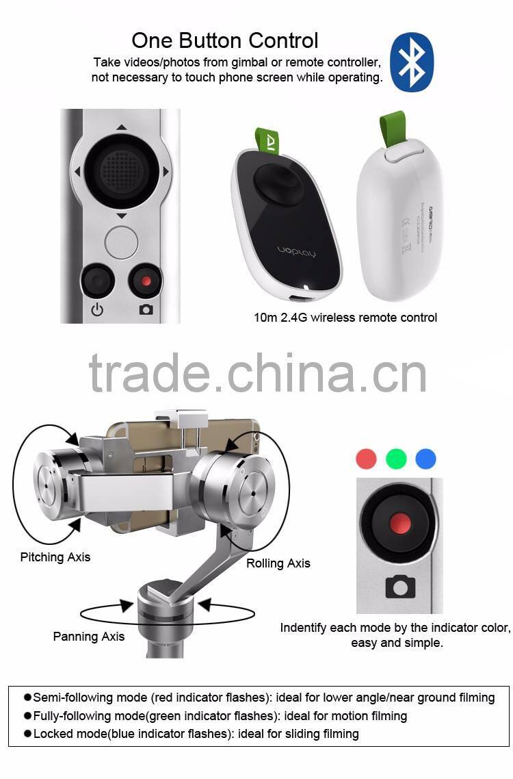 AIbird Uoplay smooth 3 axis gimbal /stabilizer and handheld gimbal for action camera and smartphone