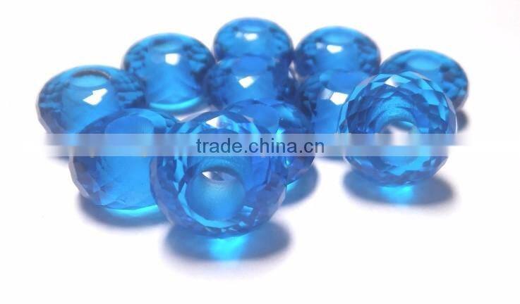 AAA Blue Topaz Color Quartz Fancy Stylist Roundel Big Hole Beads