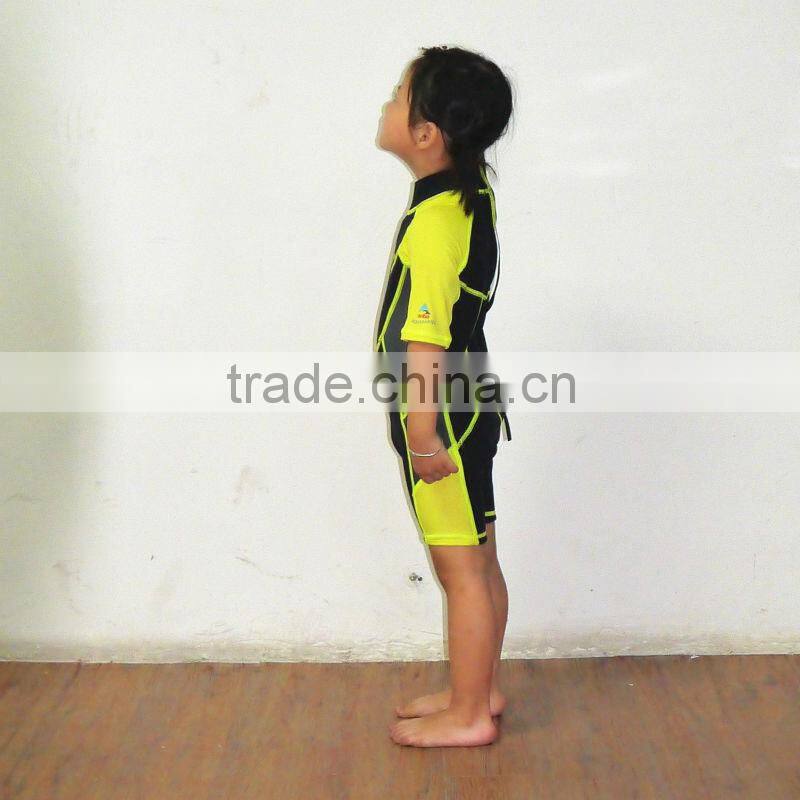Custom UV50+ kids lycra rash guard with back zipper