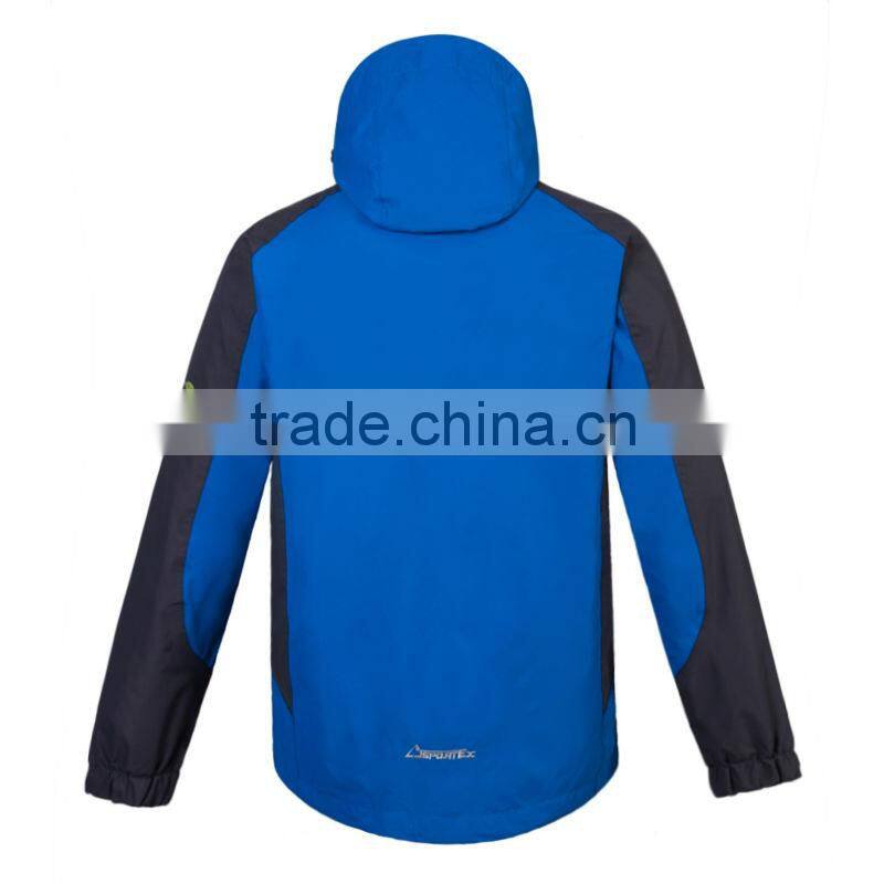 Men's outdoor sport jacket polar fleece removable inner jacket waterproof zip adjustable hoodie men 3 in 1 waterproof jacket