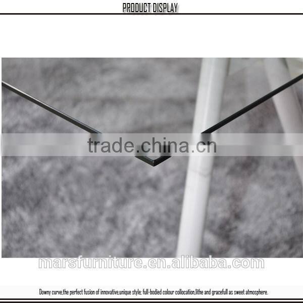 2016 Wholesale Stainless Steel Legs Clear Tempered Glass Coffee Table