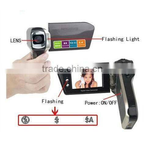 2.4" TFT 12 megapixel hd 720p digital video camcorder camera ntsc pal