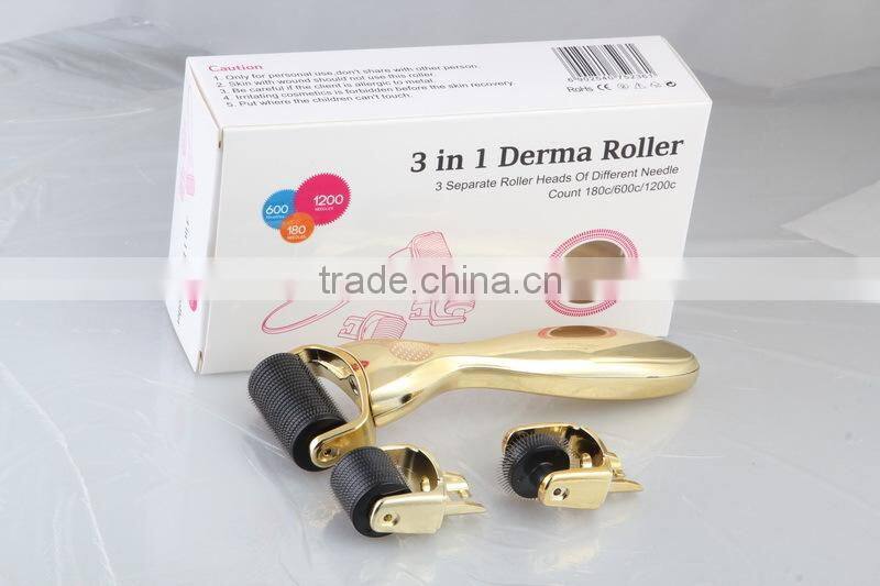 High quality and popular ! NL-301micro needle skin 180/600/1200 needles head dermaroller 3 in 1