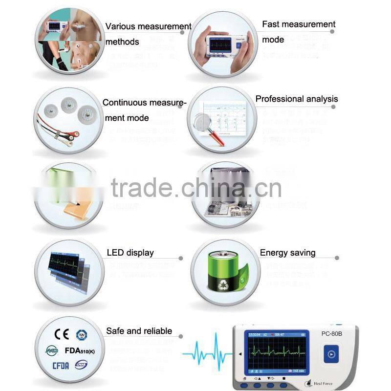 New arrival .Portable / Handheld Color Screen ECG EKG Heart Monitor PC-80B model -Maggie