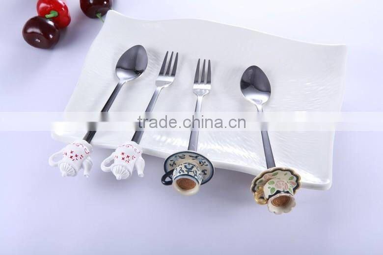 Top quality Christmas gift stainless steel teaspoon and dessert fork , osaka pearls japan