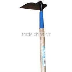 forged garden hoe with wood handle