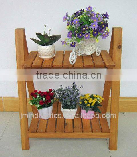2 Shelves Wood Flower Pot Rack with FSC Certificate