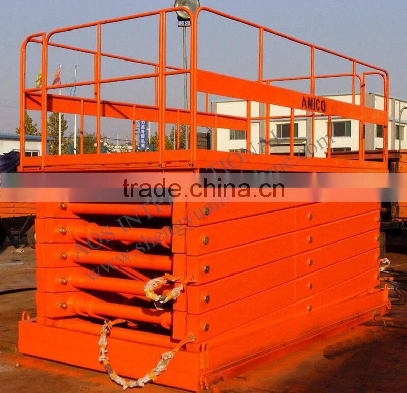 3Tons Capacity 5m Height Stationary Scissor Goods Lift With Big Platform 6*3m