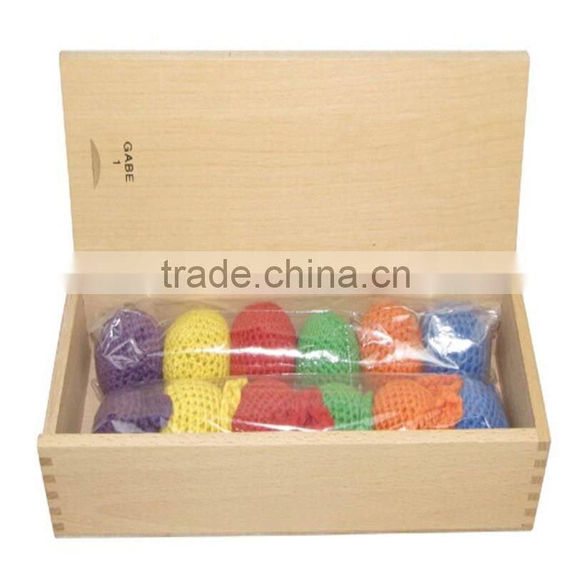 Wooden Baby Toys Froebel GABE1 Cognitive Developing colorful Mesh Ball Teaching Learning 12 Ball 6 Colour