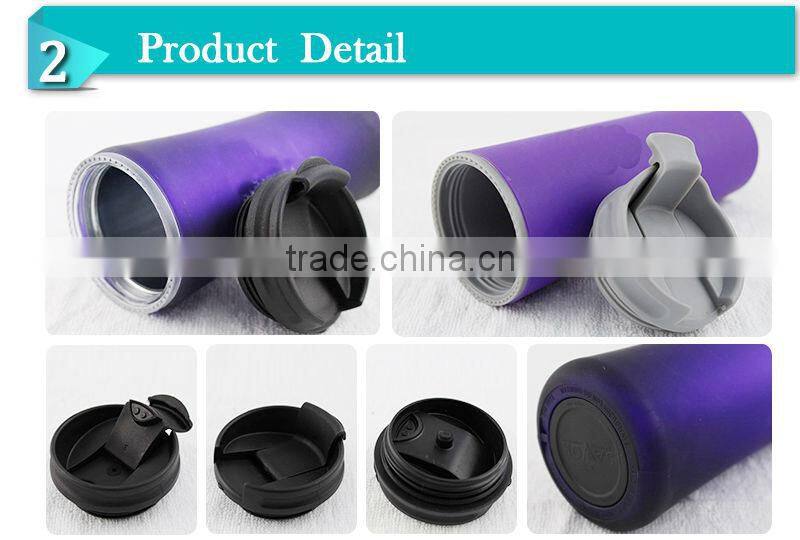 2014Double wall school plastic water bottle plastic coffee bottle kitchenware mug