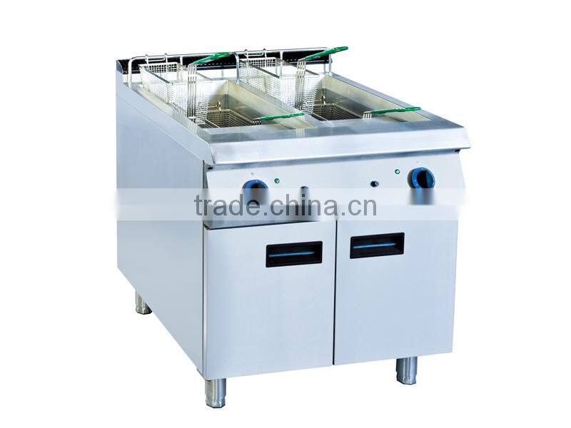Free standing single cylinder double basket deep fryer