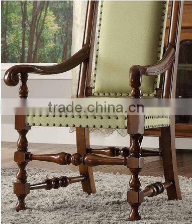 American concise design solid wood hand carved fabric dining chair